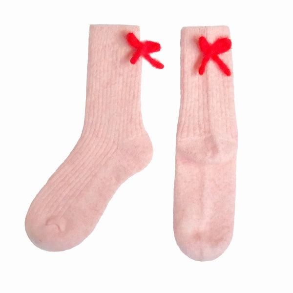 BOW SOCKS in CHERRY CREAM