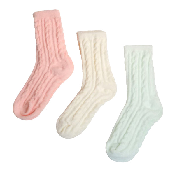 COZY KNIT SOCKS SET in BLUSH VANILLA AND MINT
