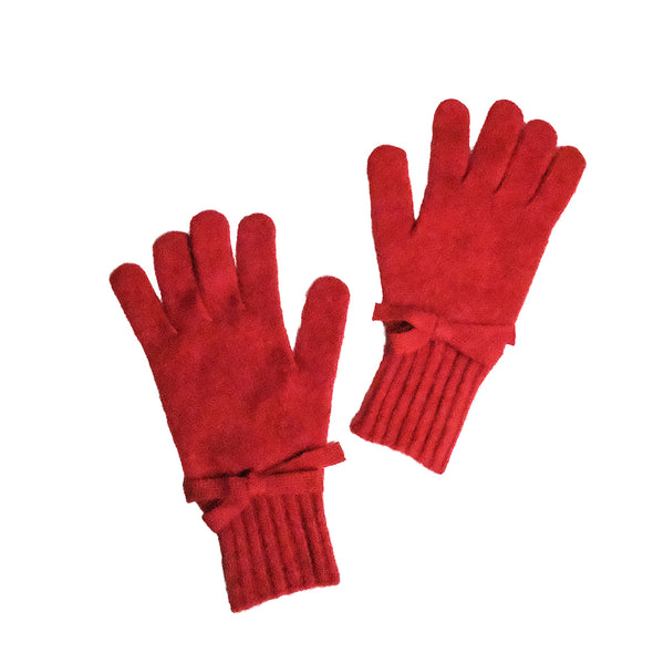 KNIT GLOVES in RED BERRY