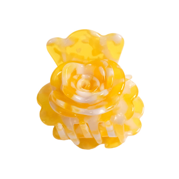 GLOSSY ROSE HAIR CLIP in MARBLED YELLOW