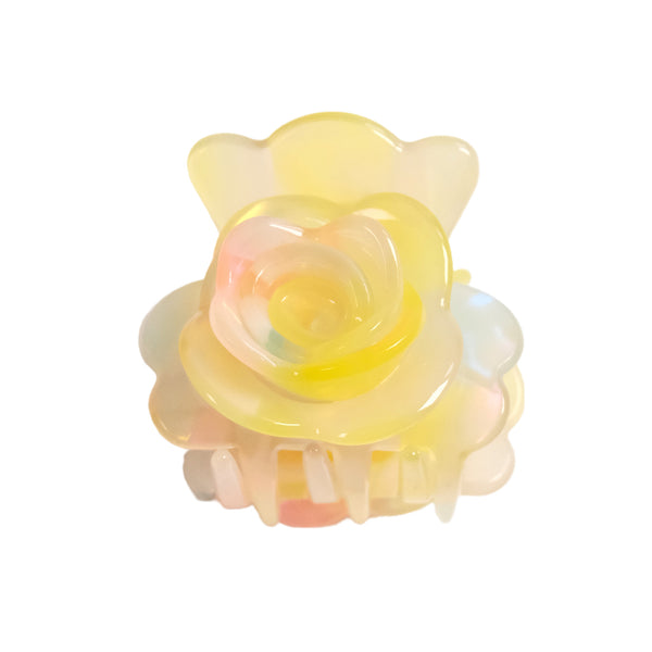 GLOSSY ROSE HAIR CLIP in RAINBOW PEARL