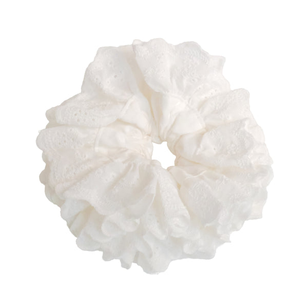 DREAMY NIGHT COTTON SCRUNCHIE in SNOW LACE